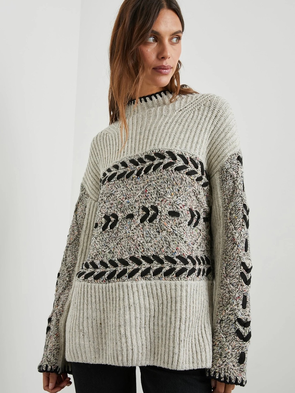 Rails Raini Cable Knit Sweater Heather Gray Soft Pullover Luxury Cozy Top